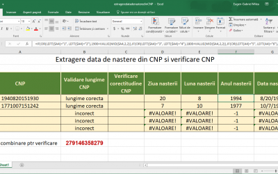 Validarea CNP utilizand Microsoft Excel